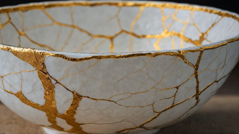 Kintsugi - złotem sklejona filiżanka
